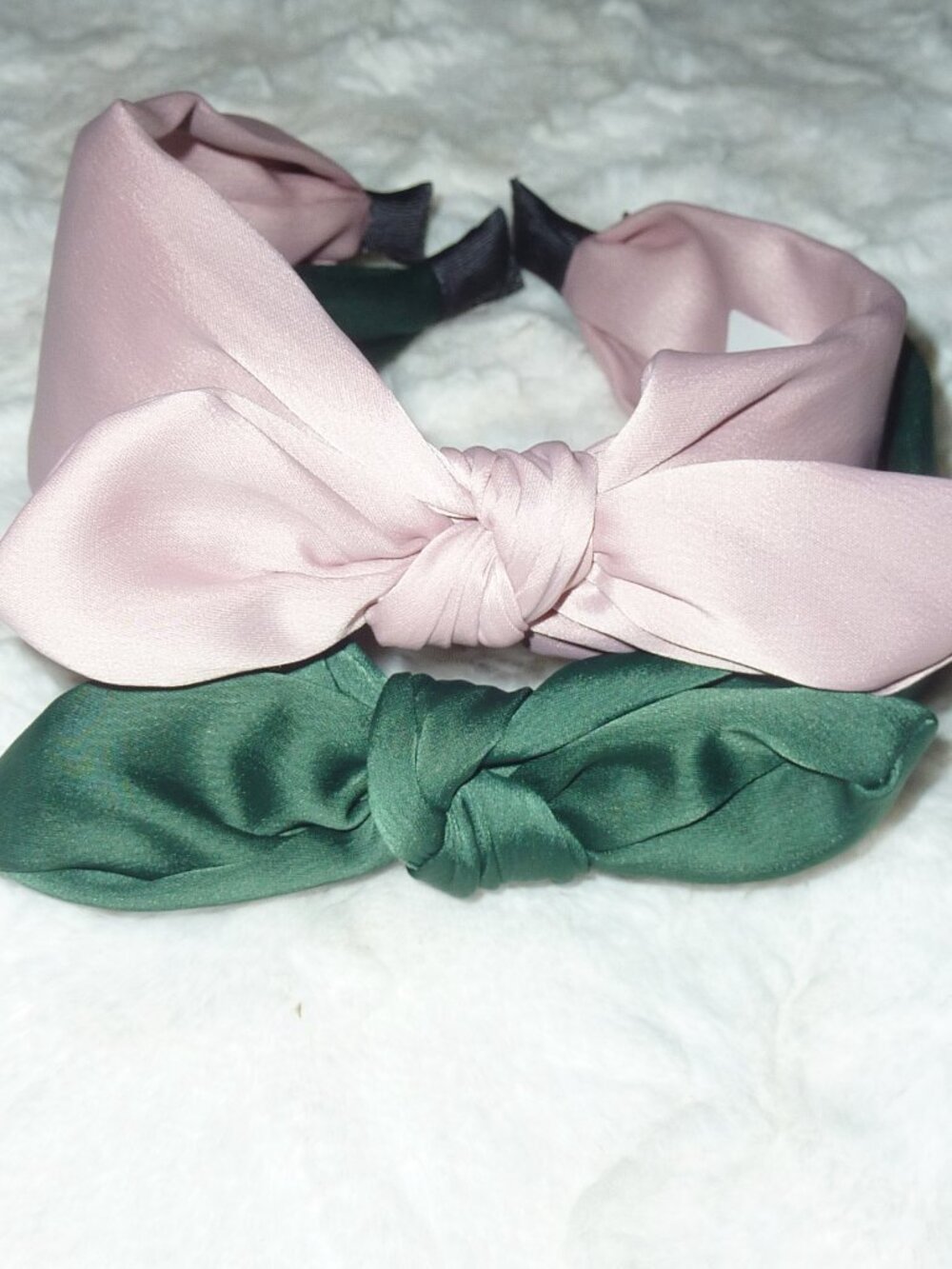 NWT Light Pink and Hunter Green Lot of Bow Headbands Quality
